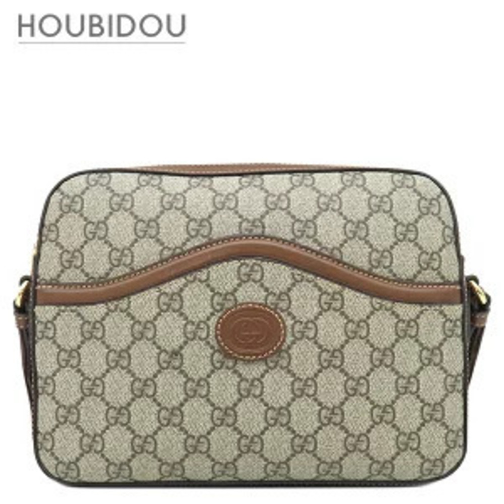 Gucci GG Supreme Shoulder Bag Canvas Beige Cream x Brown Interlocking G
